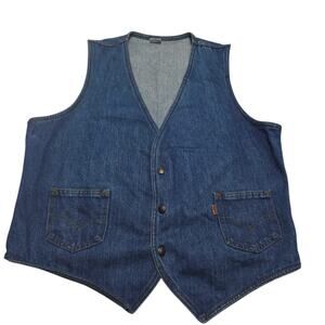 Vintage Levi's Orange Tab Medium Denim Blue Jean Vest 70s 80’s Biker Large USA